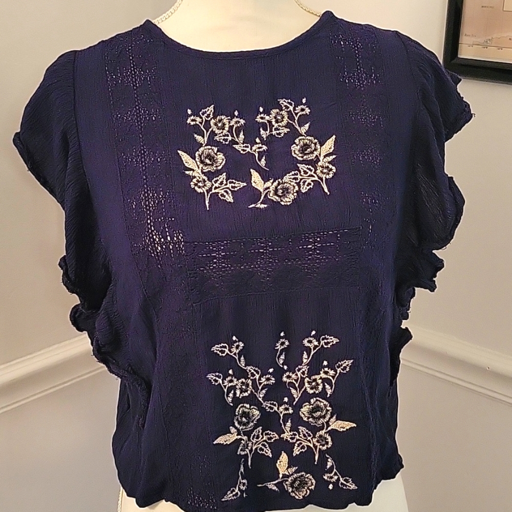 American‎ Eagle Sleeveless Top Navy Blue Women's Small - Picture 2 of 5